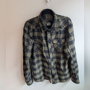 Black and Green Plaid Button-Up Shirt